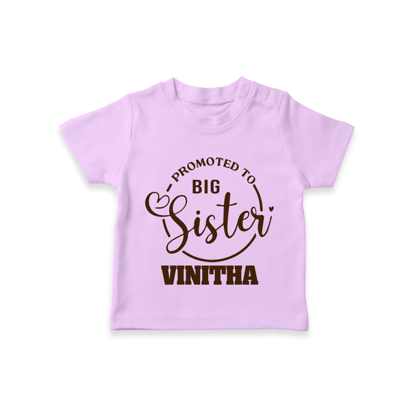 Promoted To Big Sister T-Shirt | Custom T-Shirt for the New Big Sister - LILAC - 0-5 Months Old (Chest 17")