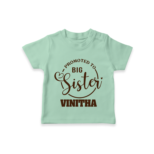 Promoted To Big Sister T-Shirt | Custom T-Shirt for the New Big Sister - MINT GREEN - 0-5 Months Old (Chest 17")