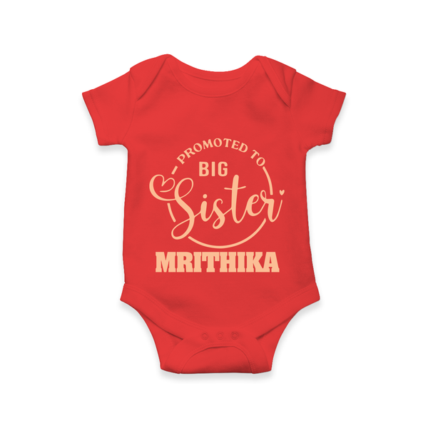 Promoted To Big Sister Romper / Onesie | Custom Romper / Onesie for the New Big Sister - RED - New Born (Chest 14")