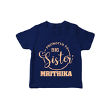 Promoted To Big Sister T-Shirt | Custom T-Shirt for the New Big Sister - NAVY BLUE - 0-5 Months Old (Chest 17")
