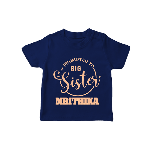 Promoted To Big Sister T-Shirt | Custom T-Shirt for the New Big Sister - NAVY BLUE - 0-5 Months Old (Chest 17")