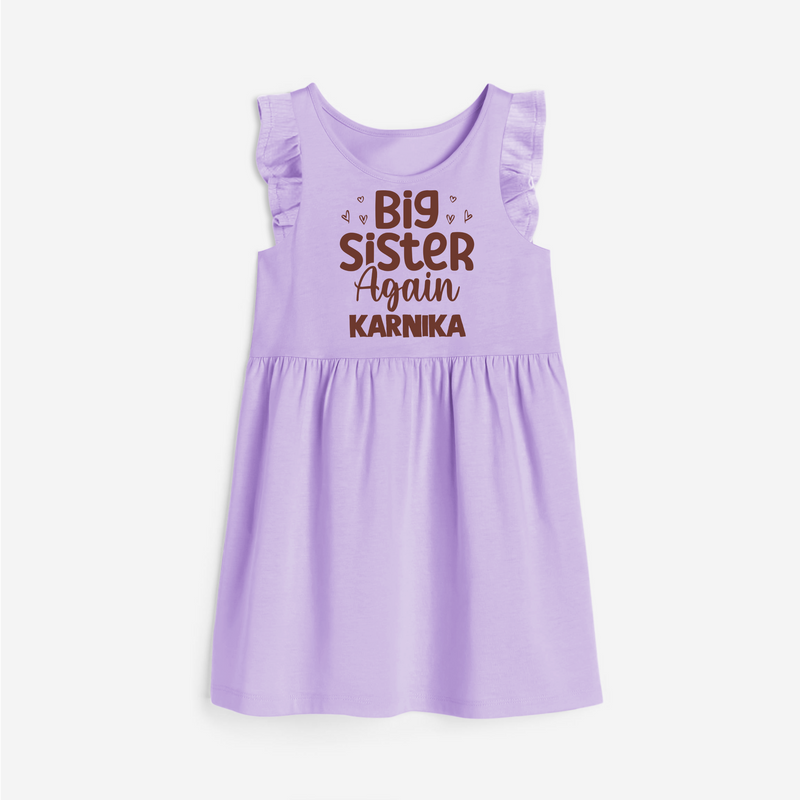Big Sister Again Frock | Personalized Frock for the Big Sister Again - LILAC - 1 - 2 Years Old (Chest 22" , Full Length 22")