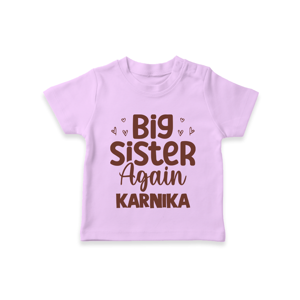 Big Sister Again T-Shirt | Personalized T-Shirt for the Big Sister Again - LILAC - 0-5 Months Old (Chest 17")