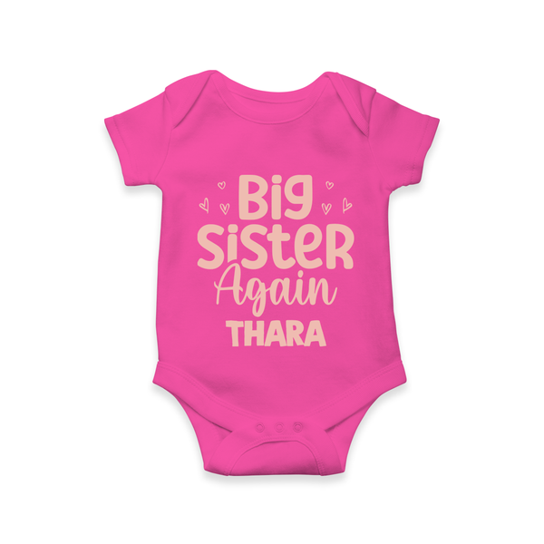 Big Sister Again Romper / Onesie | Personalized Romper / Onesie for the Big Sister Again - HOT PINK - New Born (Chest 14")