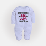 Only Child Big Sister Sleep Suit/ Full Sleeve Bodysuit | Custom Sleep Suit/ Full Sleeve Bodysuit for the Only Child Now Big Sister - BABY BLUE - New Born (Chest 7.5")