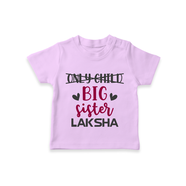 Only Child Big Sister T-Shirt | Custom T-shirt for the Only Child Now Big Sister - LILAC - 0-5 Months Old (Chest 17")