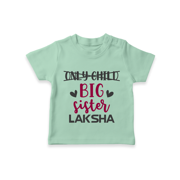 Only Child Big Sister T-Shirt | Custom T-shirt for the Only Child Now Big Sister - MINT GREEN - 0-5 Months Old (Chest 17")