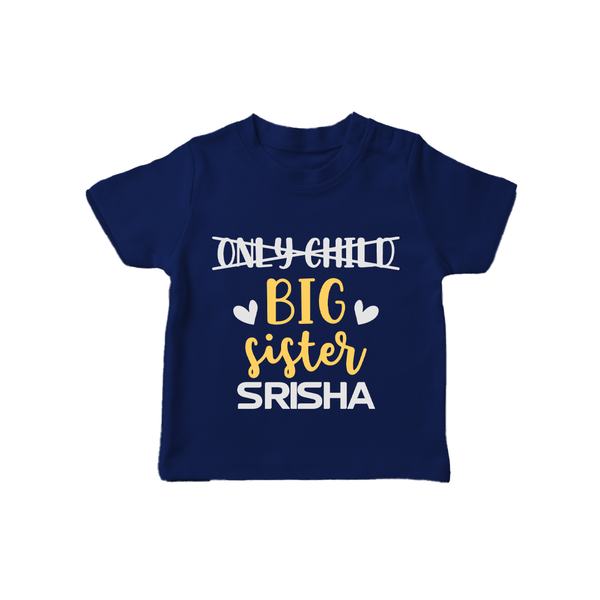 Only Child Big Sister T-Shirt | Custom T-shirt for the Only Child Now Big Sister - NAVY BLUE - 0-5 Months Old (Chest 17")