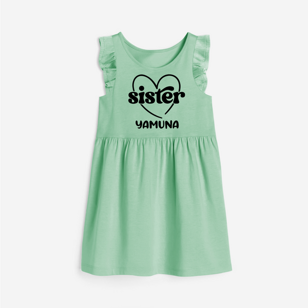 Sister Frock | Personalized Frock for Your Favorite Sister - MINT GREEN - 1 - 2 Years Old (Chest 22" , Full Length 22")