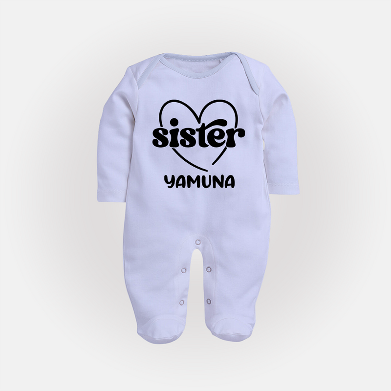 Sister Sleep Suit/ Full Sleeve Bodysuit | Personalized Sleep Suit/ Full Sleeve Bodysuit for Your Favorite Sister - BABY BLUE - New Born (Chest 7.5")