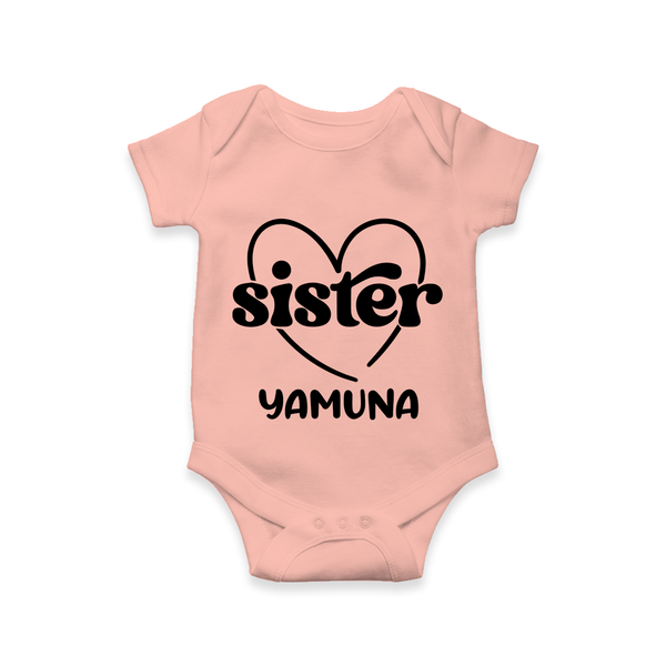 Sister Romper / Onesie | Personalized Romper / Onesie for Your Favorite Sister - PEACH - New Born (Chest 14")