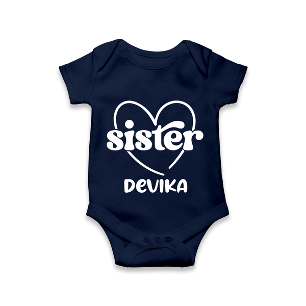 Sister Romper / Onesie | Personalized Romper / Onesie for Your Favorite Sister - NAVY BLUE - New Born (Chest 14")