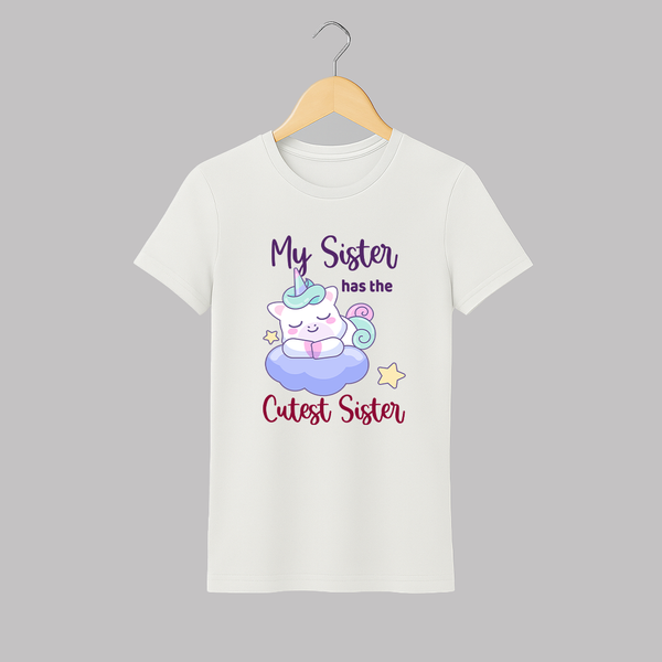 My Sister Has The Cutest Sister Adult T-Shirt | Personalized Adult T-Shirt for the Cutest Sisters - WHITE - S (Chest 19")