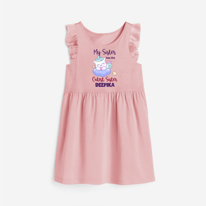 My Sister Has The Cutest Sister Frock | Personalized Frock for the Cutest Sisters - BABY PINK - 1 - 2 Years Old (Chest 22" , Full Length 22")