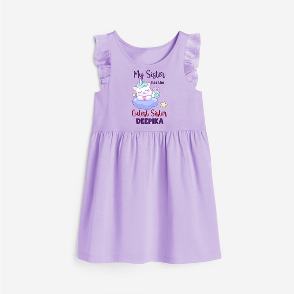 My Sister Has The Cutest Sister Frock | Personalized Frock for the Cutest Sisters - LILAC - 1 - 2 Years Old (Chest 22" , Full Length 22")
