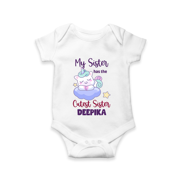 My Sister Has The Cutest Sister Romper / Onesie | Personalized Romper / Onesie for the Cutest Sisters - WHITE - New Born (Chest 14")