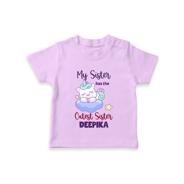 My Sister Has The Cutest Sister T-Shirt | Personalized T-Shirt for the Cutest Sisters - LILAC - 0-5 Months Old (Chest 17")