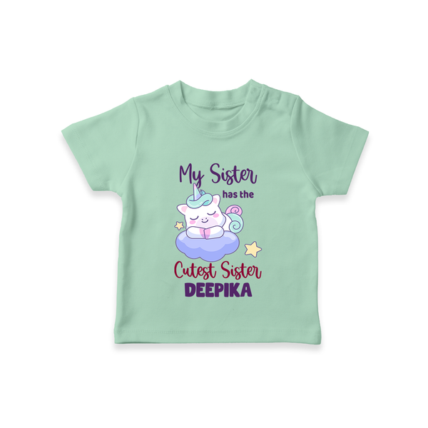 My Sister Has The Cutest Sister T-Shirt | Personalized T-Shirt for the Cutest Sisters - MINT GREEN - 0-5 Months Old (Chest 17")