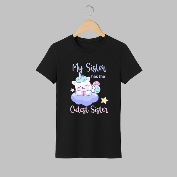 My Sister Has The Cutest Sister Adult T-Shirt | Personalized Adult T-Shirt for the Cutest Sisters - BLACK - S (Chest 19")