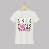 Sister Goals Adult T-Shirt | Custom Adult T-Shirt for the Perfect Sister Duo - WHITE - S (Chest 19")