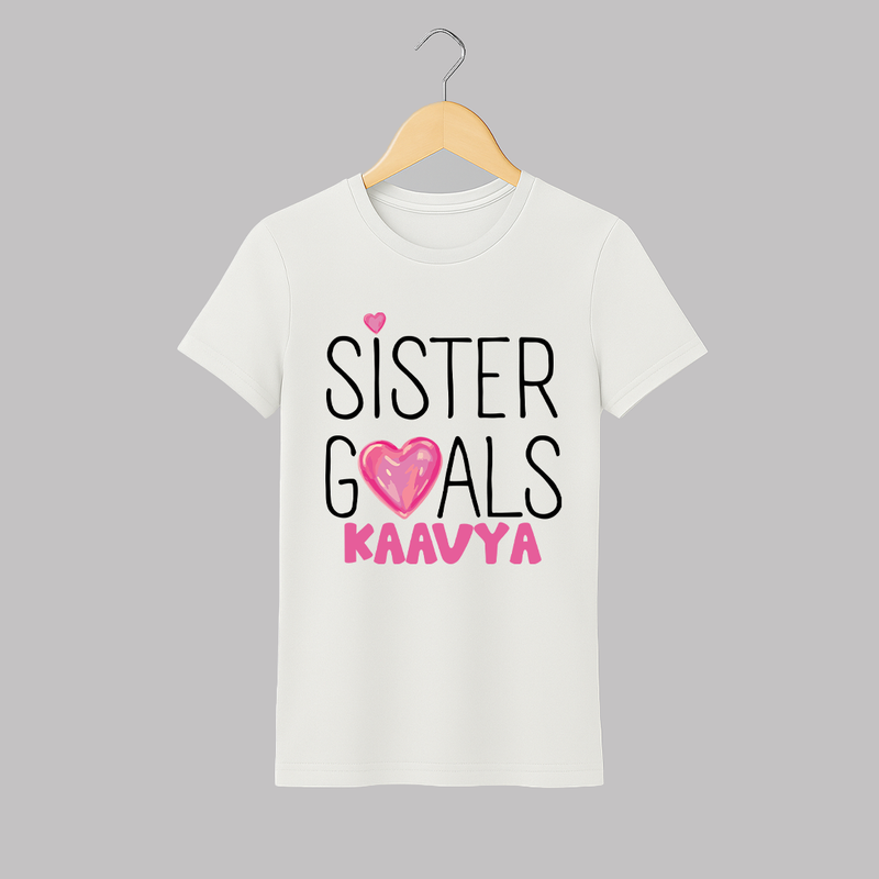 Sister Goals Adult T-Shirt | Custom Adult T-Shirt for the Perfect Sister Duo - WHITE - S (Chest 19")