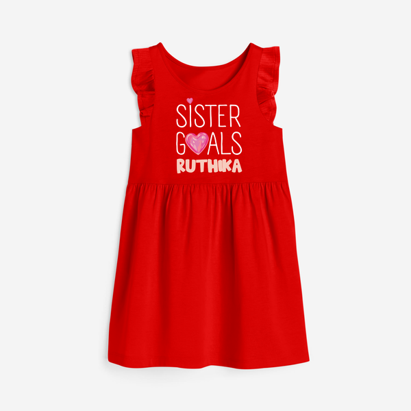 Sister Goals Frock | Custom Frock for the Perfect Sister Duo - RED - 1 - 2 Years Old (Chest 22" , Full Length 22")