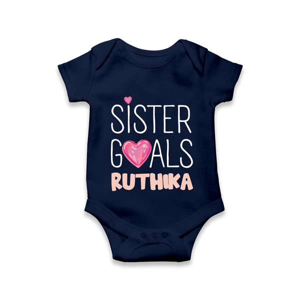 Sister Goals Romper / Onesie | Custom Romper / Onesie for the Perfect Sister Duo - NAVY BLUE - New Born (Chest 14")
