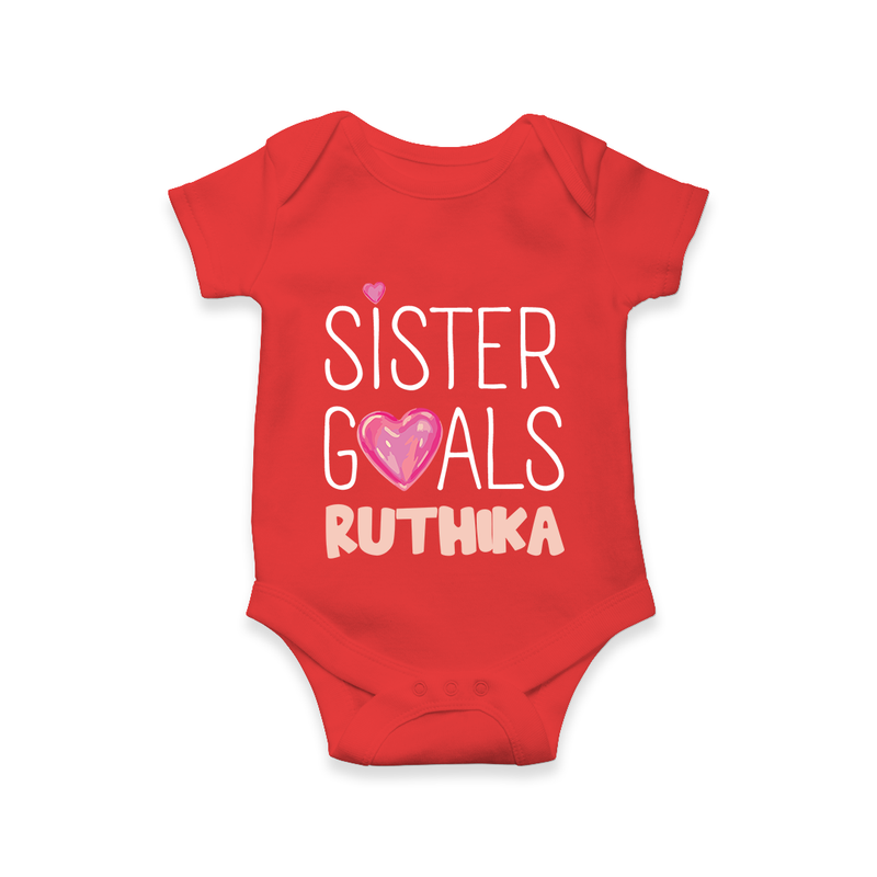 Sister Goals Romper / Onesie | Custom Romper / Onesie for the Perfect Sister Duo - RED - New Born (Chest 14")