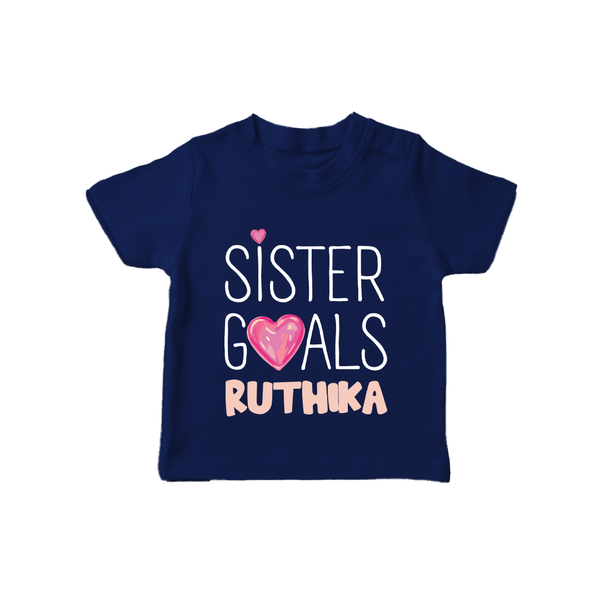 Sister Goals T-Shirt | Custom T-Shirt for the Perfect Sister Duo - NAVY BLUE - 0-5 Months Old (Chest 17")