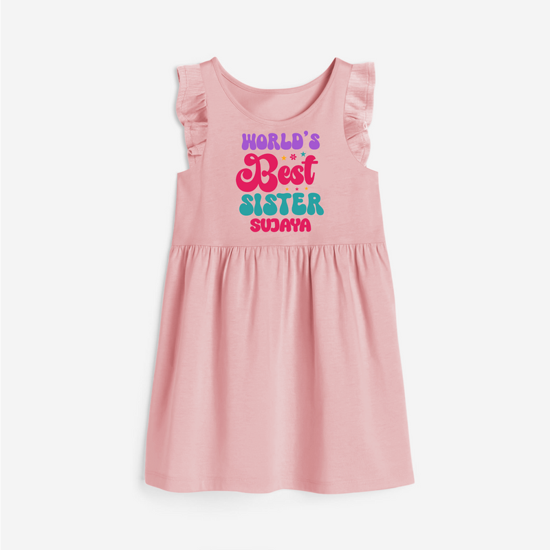 World's Best Sister Frock | Personalized Frock for the World's Best Sister - BABY PINK - 1 - 2 Years Old (Chest 22" , Full Length 22")