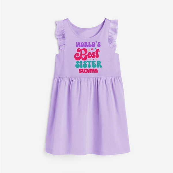 World's Best Sister Frock | Personalized Frock for the World's Best Sister - LILAC - 1 - 2 Years Old (Chest 22" , Full Length 22")