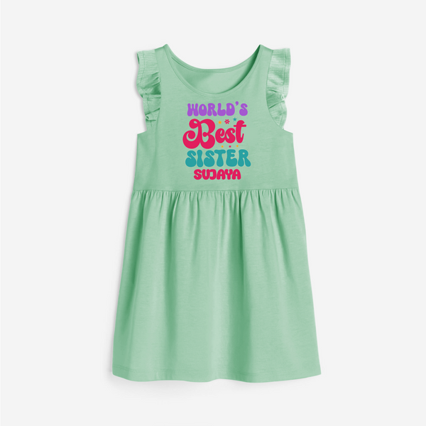 World's Best Sister Frock | Personalized Frock for the World's Best Sister - MINT GREEN - 1 - 2 Years Old (Chest 22" , Full Length 22")