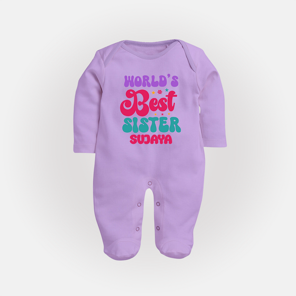 World's Best Sister Sleep Suit/ Full Sleeve Bodysuit | Personalized Sleep Suit/ Full Sleeve Bodysuit for the World's Best Sister - LILAC - New Born (Chest 7.5")