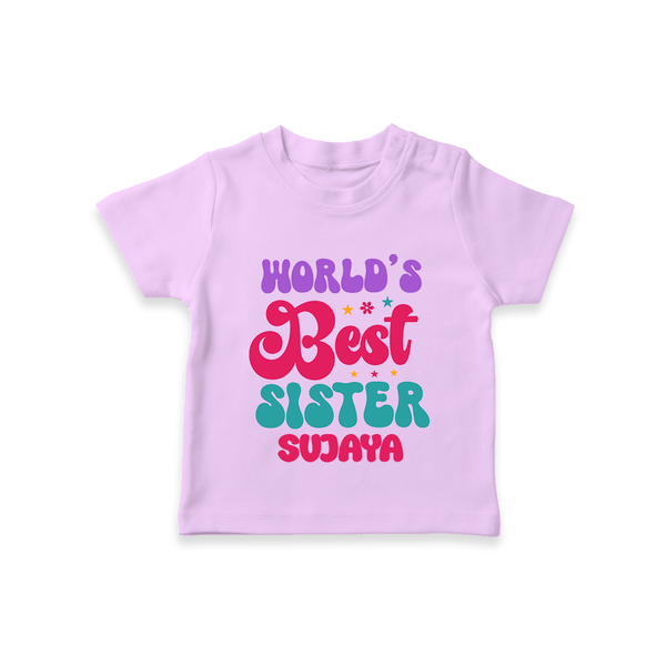 World's Best Sister T-Shirt | Personalized T-Shirt for the World's Best Sister - LILAC - 0-5 Months Old (Chest 17")