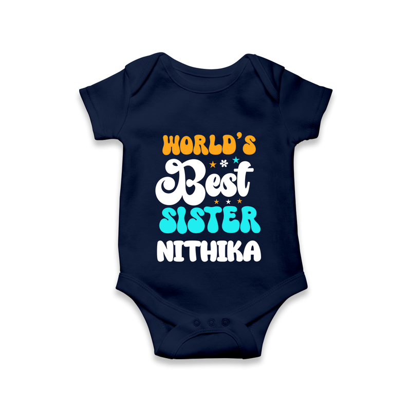 World's Best Sister Romper / Onesie | Personalized Romper / Onesie for the World's Best Sister - NAVY BLUE - New Born (Chest 14")