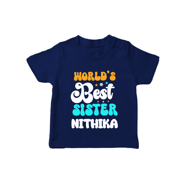 World's Best Sister T-Shirt | Personalized T-Shirt for the World's Best Sister - NAVY BLUE - 0-5 Months Old (Chest 17")