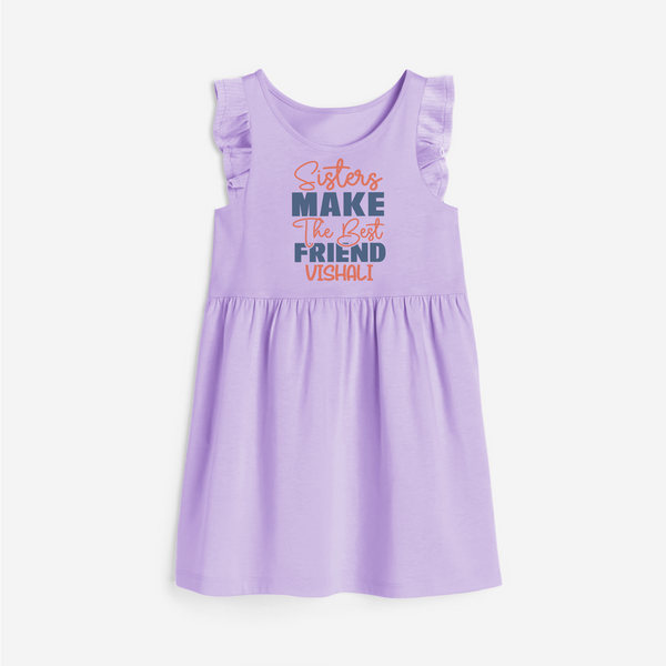 Sisters Make The Best Friends Frock | Custom Frock for the Best Sister Friends - LILAC - 1 - 2 Years Old (Chest 22" , Full Length 22")