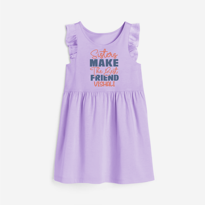 Sisters Make The Best Friends Frock | Custom Frock for the Best Sister Friends - LILAC - 1 - 2 Years Old (Chest 22" , Full Length 22")