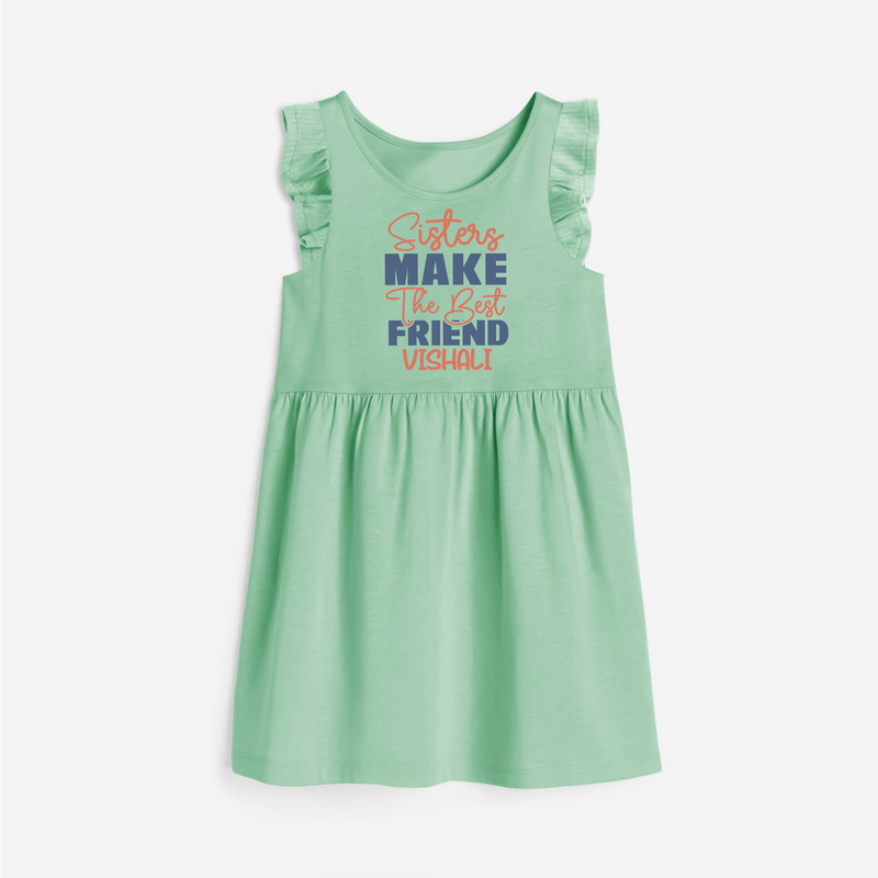 Sisters Make The Best Friends Frock | Custom Frock for the Best Sister Friends - MINT GREEN - 1 - 2 Years Old (Chest 22" , Full Length 22")