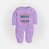 Sisters Make The Best Friends Sleep Suit/ Full Sleeve Bodysuit | Custom Sleep Suit/ Full Sleeve Bodysuit for the Best Sister Friends - LILAC - New Born (Chest 7.5")