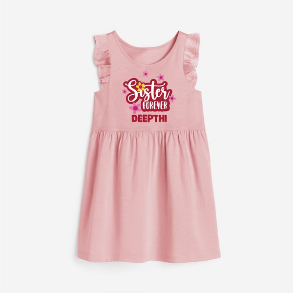 Sister Forever Frock | Personalized Frock for Sisters Forever - BABY PINK - 1 - 2 Years Old (Chest 22" , Full Length 22")