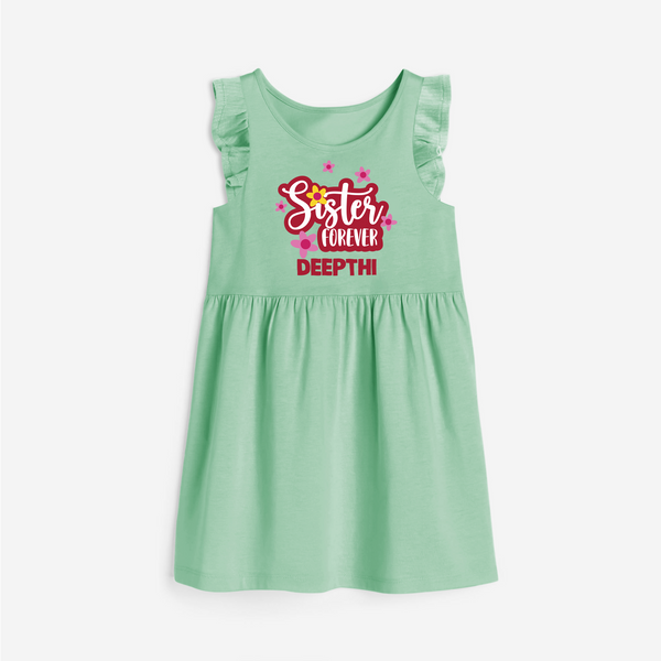 Sister Forever Frock | Personalized Frock for Sisters Forever - MINT GREEN - 1 - 2 Years Old (Chest 22" , Full Length 22")