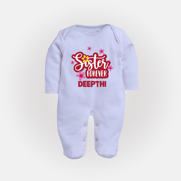 Sister Forever Sleep Suit/ Full Sleeve Bodysuit | Personalized Sleep Suit/ Full Sleeve Bodysuit for Sisters Forever - BABY BLUE - New Born (Chest 7.5")