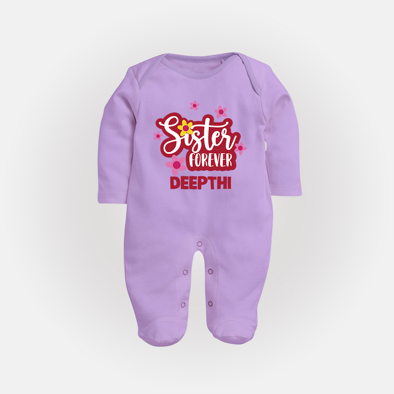 Sister Forever Sleep Suit/ Full Sleeve Bodysuit | Personalized Sleep Suit/ Full Sleeve Bodysuit for Sisters Forever - LILAC - New Born (Chest 7.5")