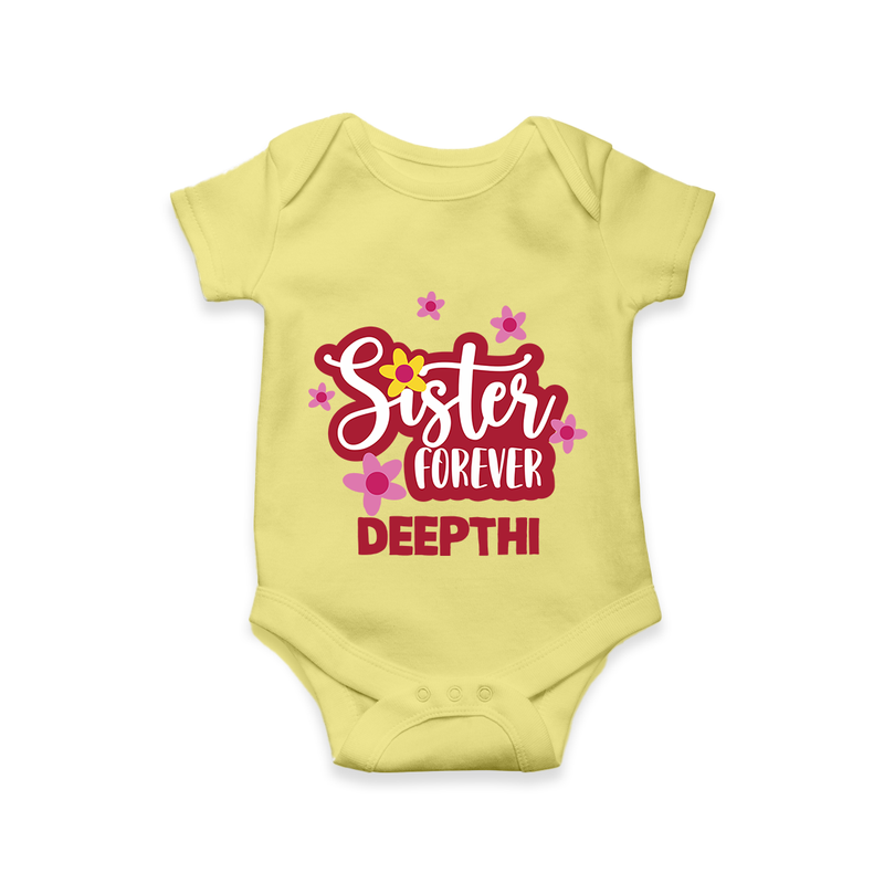 Sister Forever Romper / Onesie | Personalized Romper / Onesie for Sisters Forever - PASTEL YELLOW - New Born (Chest 14")