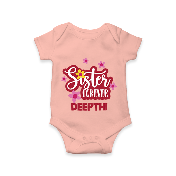 Sister Forever Romper / Onesie | Personalized Romper / Onesie for Sisters Forever - PEACH - New Born (Chest 14")
