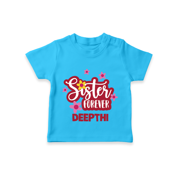Sister Forever T-Shirt | Personalized T-Shirt for Sisters Forever - SKY BLUE - 0-5 Months Old (Chest 17")
