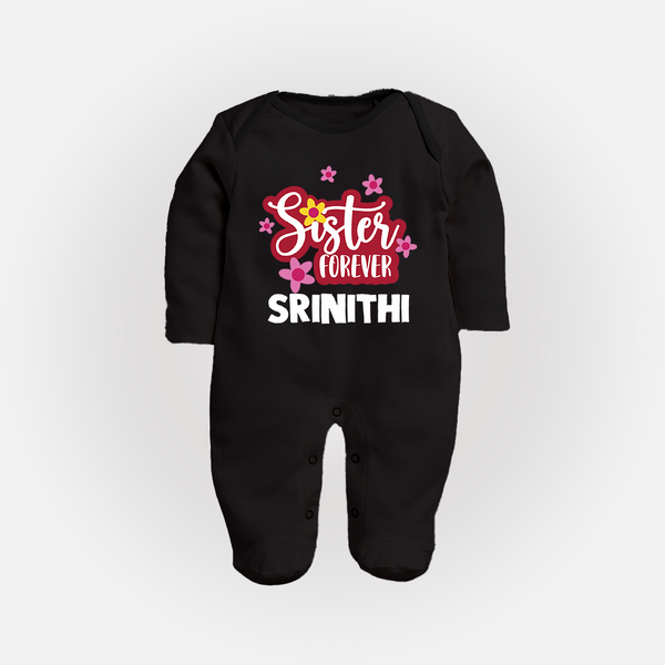 Sister Forever Sleep Suit/ Full Sleeve Bodysuit | Personalized Sleep Suit/ Full Sleeve Bodysuit for Sisters Forever - BLACK - New Born (Chest 7.5")