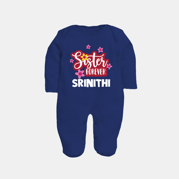Sister Forever Sleep Suit/ Full Sleeve Bodysuit | Personalized Sleep Suit/ Full Sleeve Bodysuit for Sisters Forever - NAVY BLUE - New Born (Chest 7.5")