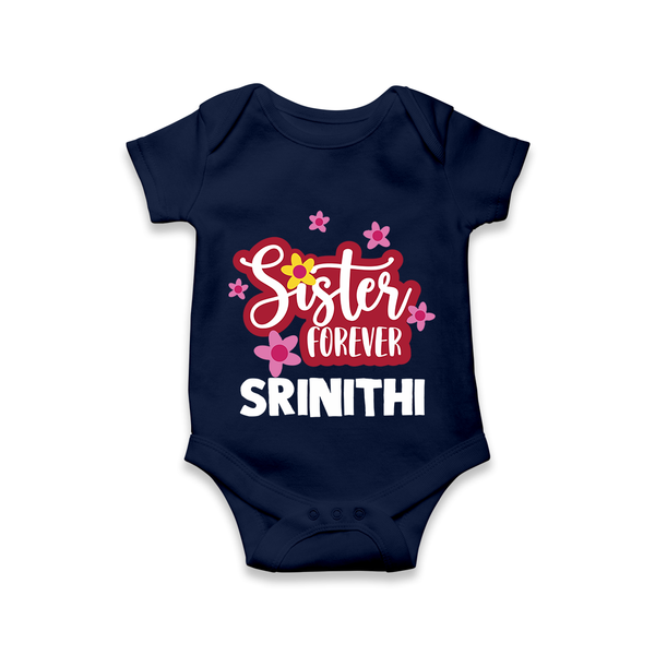 Sister Forever Romper / Onesie | Personalized Romper / Onesie for Sisters Forever - NAVY BLUE - New Born (Chest 14")